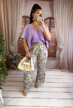 Charger l'image dans la galerie, Pantalon plissé motif lilas et kaki CLEO (34 au 48)