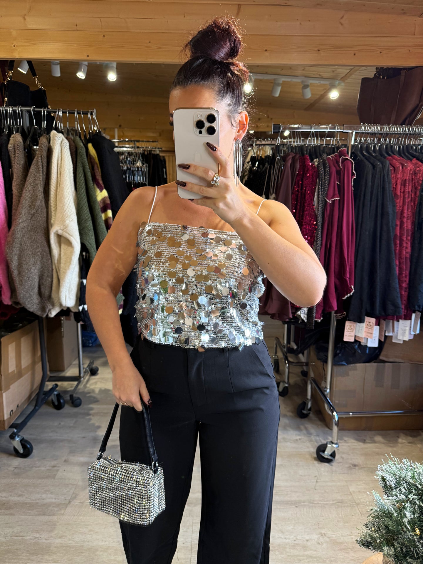 Débardeur gros sequins argenté FLORA (36 au 40)