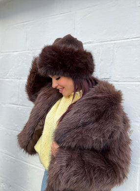 Bonnet bordure fourure chocolat