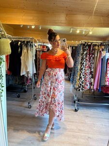 Jupe style portefeuille Baila orange ( 34 au 48 )