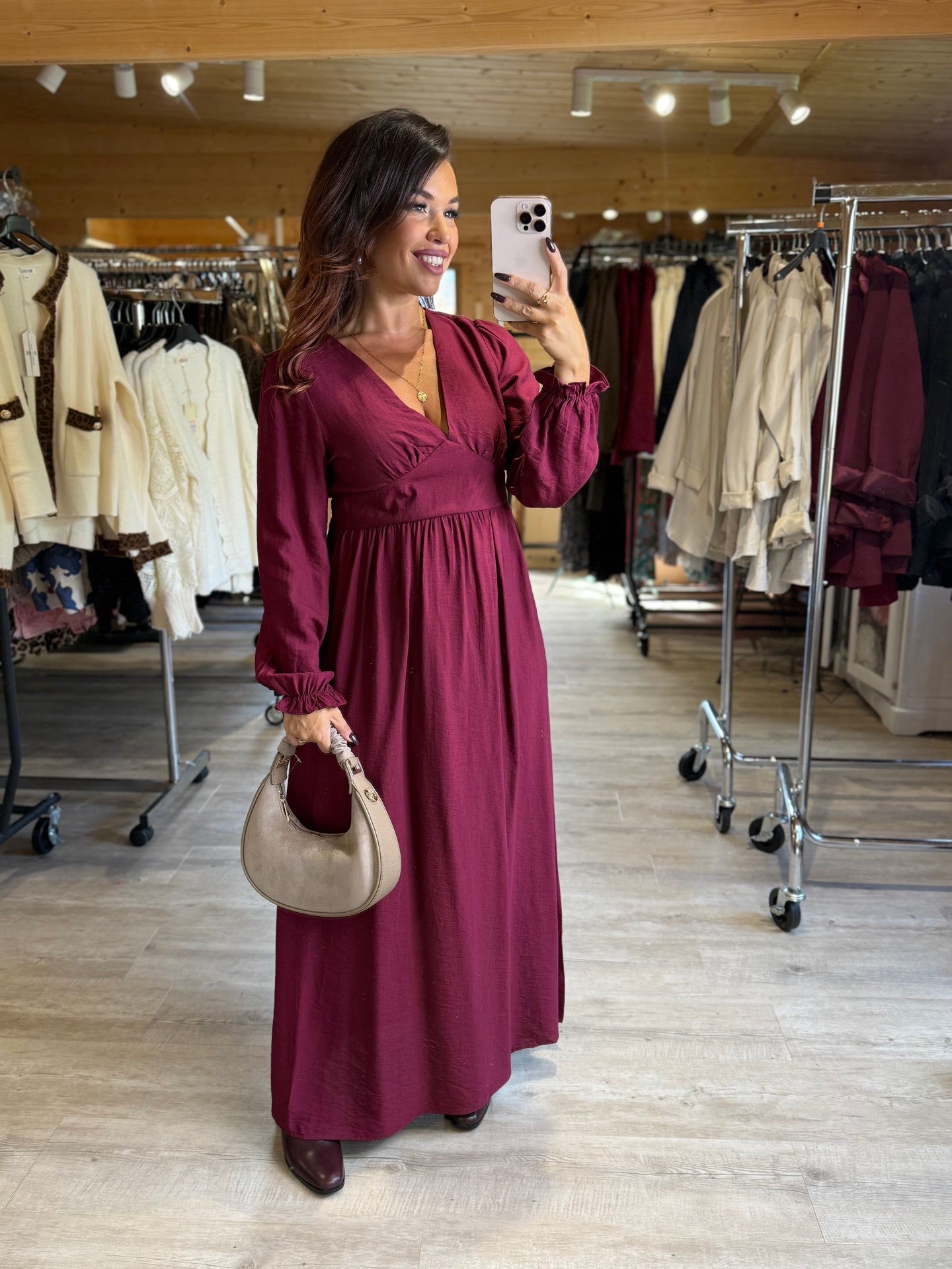 Robe longue bordeaux CINTHIA (36 au 40)