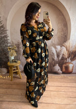 Charger l&#39;image dans la galerie, Longue robe fleuri camel/beige AMALIA (40 au 48) ⭐️