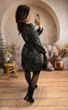 Charger l&#39;image dans la galerie, Robe courte noir éclat or SAHARA (36 au 48)⭐️