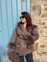 Charger l&#39;image dans la galerie, Manteau en laine chocolat GABRIELA (34 au 44)