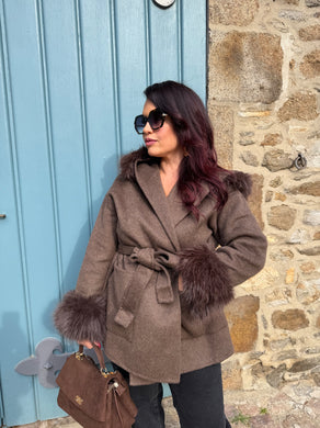 Manteau en laine chocolat GABRIELA (34 au 44)