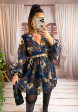 Charger l'image dans la galerie, Robe courte fleuri bleu LORIE (36 au 42)