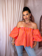 Charger l'image dans la galerie, Top à épaules dénudées rayé corail CÉLESTIA (36 au 40)
