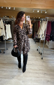 Robe courte léopard marron SOFIA (36 au 48)