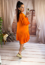 Charger l'image dans la galerie, Robe courte lisse gaz de coton orange FANNY (36 au 46)