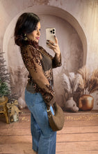 Charger l&#39;image dans la galerie, Top transparent à sequins chocolat GRACE (34 au 40)