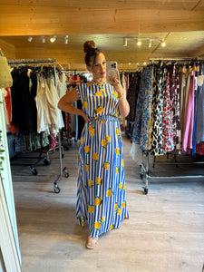 Ensemble rayé bleu citron ( 34 au 46 )
