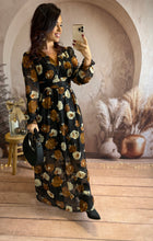 Charger l&#39;image dans la galerie, Longue robe fleuri camel/beige AMALIA (40 au 48) ⭐️