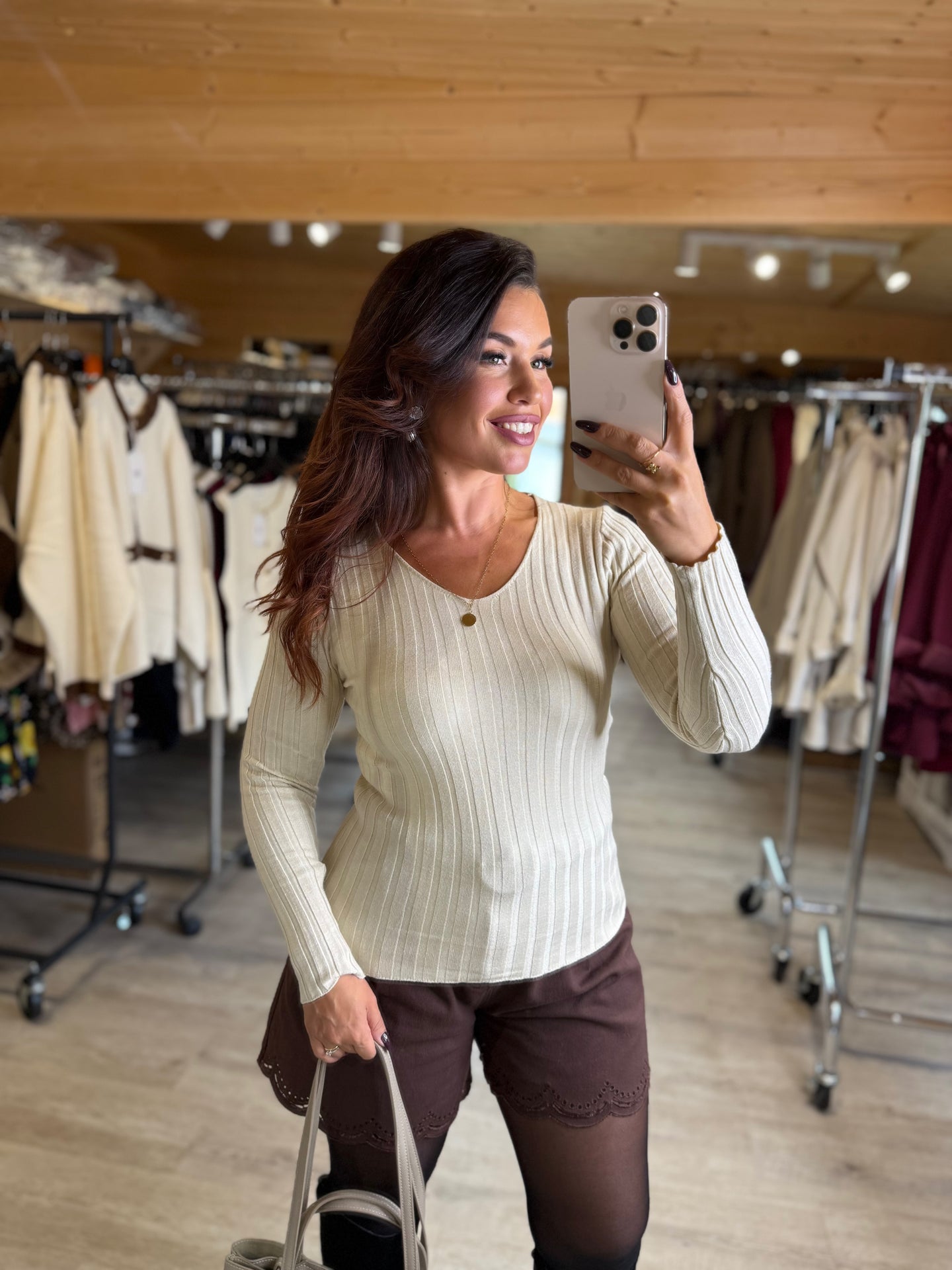 Pull côtelé beige MAISSANE (taille unique 34 au 42)