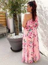 Charger l&#39;image dans la galerie, Robe rose fleurs asymétrique ADÈLE ( taille 36 au 42 )