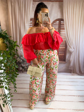 Charger l'image dans la galerie, Pantalon plissée fleuri corail CLEO (34 au 48)