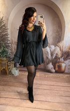 Charger l'image dans la galerie, Robe noir patineuse noir à strass AMBRE (34 au 42)