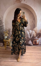 Charger l&#39;image dans la galerie, Robe fleuri camel/doré avec ceinture DORIA (36 au 48) ⭐️