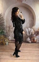 Charger l'image dans la galerie, Robe coupe droite sequins noir JASMINE (36 au 48 )