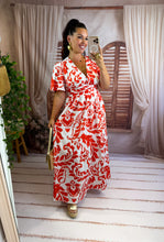 Charger l'image dans la galerie, Robe longue fleuri orange sanguine ÉGLANTINE (36 au 48)