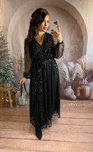 Charger l'image dans la galerie, Robe longue à sequins noir fendu ALICE (36 au 40)