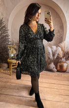 Charger l&#39;image dans la galerie, Robe courte noir éclat or SAHARA (36 au 48)⭐️