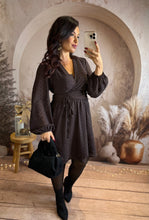 Charger l&#39;image dans la galerie, Robe chocolat pois noir GIULIA (40 au 48)⭐️