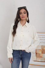 Charger l&#39;image dans la galerie, Chemise effet velours coeur écru CENDY (36 au 42)