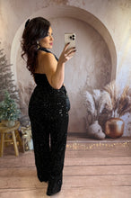 Charger l&#39;image dans la galerie, Combinaison pantalon à sequin noir YAYA (36 au 40)
