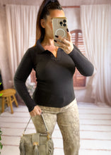 Charger l'image dans la galerie, Pull fin col chemise chocolat MÉLANIE (34 au 42)