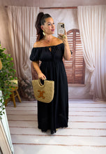 Charger l'image dans la galerie, Robe uni col bardot noir LUCIA (36 au 44)