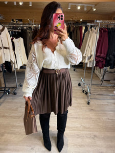 Jupe plissé chocolat RACHEL (36 au 46)