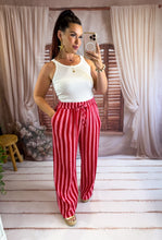 Charger l'image dans la galerie, Pantalon gaz de coton rayé rouge/rose KATIA (34 au 42)