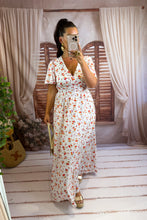 Charger l'image dans la galerie, Robe blanche fleuri orange ASTER dos nu  (34 au 46 )