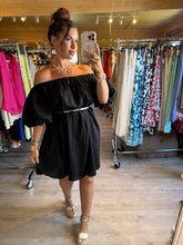 Charger l&#39;image dans la galerie, Robe noir en lin coupe large ☀️( 36 au 44 )