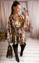 Charger l'image dans la galerie, Robe courte patineuse motif beige/marron ANOUK (36 au 40)