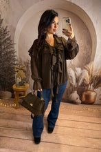 Charger l&#39;image dans la galerie, Blouse chocolat à volant LYANA (36 au 42)⭐️