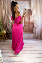 Charger l'image dans la galerie, Robe uni col bardot fuchsia LUCIA (36 au 44)
