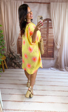 Charger l'image dans la galerie, Robe chemise gaz de coton jaune motif soleil fluo ANOUK (42 au 48)