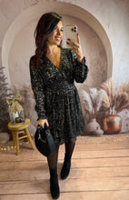 Charger l&#39;image dans la galerie, Robe courte noir éclat or SAHARA (36 au 48)⭐️