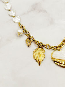 Collier cœur doré/blanc ☀️