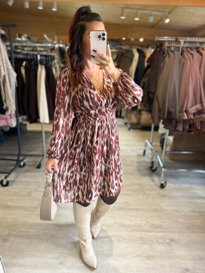 Robe courte bordeaux/écru COLETTE (36 au 48)
