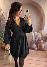 Charger l'image dans la galerie, Robe noir motif argenté ARIEL (36 au 48)