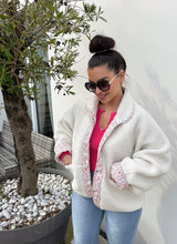 Charger l'image dans la galerie, Veste réversible polaire écru fleurs rose GEMMA