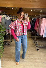 Charger l'image dans la galerie, Veste manches courtes rayée rose PAISLEY (34 au 38)