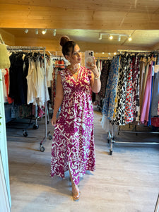 Robe Izïa à motif framboise ( reste taille s/m , m/l)