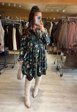 Charger l&#39;image dans la galerie, Robe chemise kaki motif écru SOFIA (36 au 50)