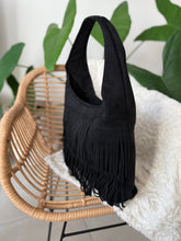 Charger l&#39;image dans la galerie, Grand sac noir a lanières ANSIA