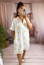 Charger l'image dans la galerie, Robe coupe droite gaz de coton motif citron YOUNA (40 au 48)