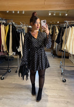 Charger l&#39;image dans la galerie, Robe patineuse noir à pois blanc JESS (34 au petit 42)