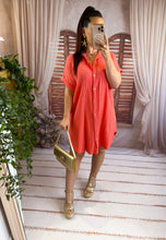 Charger l'image dans la galerie, Robe chemise courte gaz de coton corail ANOUK (34 au 48)